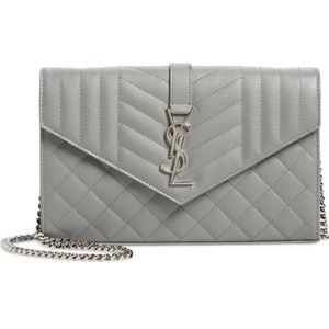 Saint Laurent Monogram Matelassé Leather Wallet on a
Chain